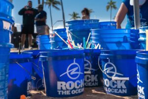 Blue Rock The Ocean buckets with Straws collected